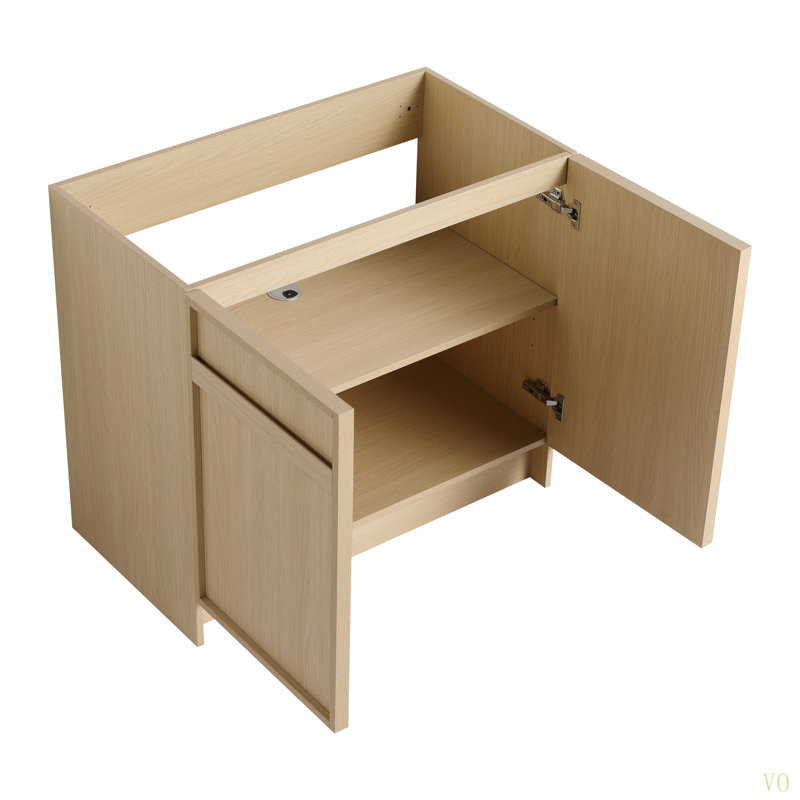 Meuble-lavabo sur pied 36 po avec lavabo en résine et 2 portes d'armoire à fermeture en douceur ((KD-PACKING)