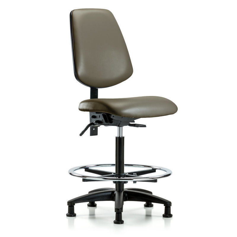 Chaise de travail en vinyle Khallia, Non, Taupe, Patins