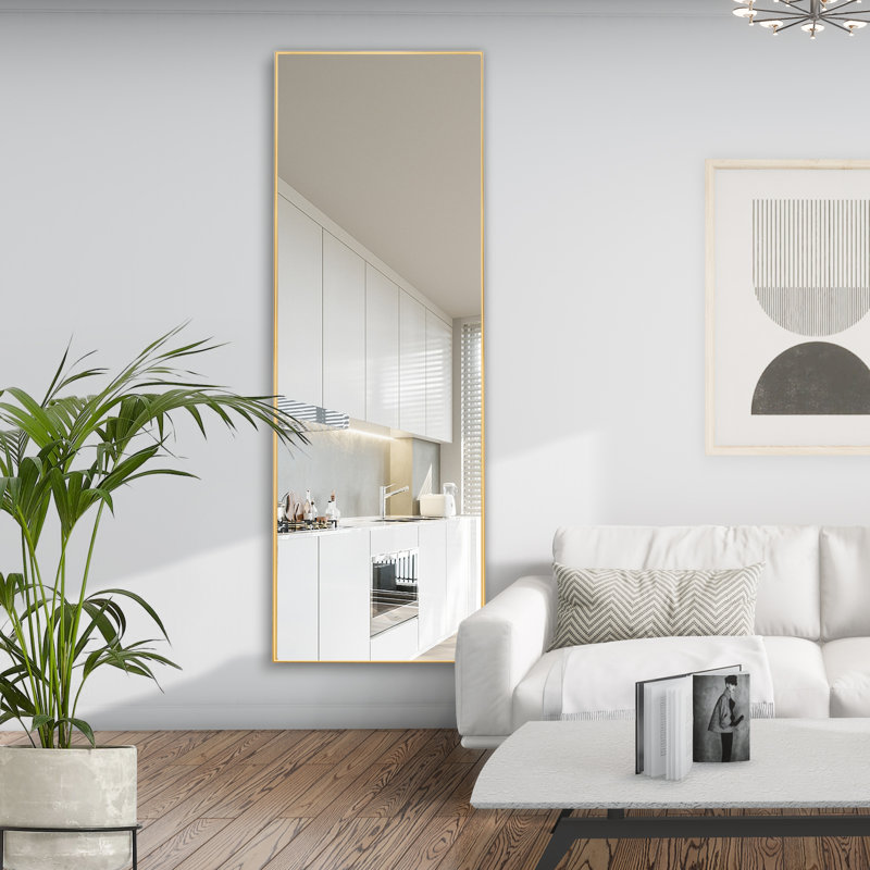 Metal Rectangle Mirror, 71" x 24", Gold