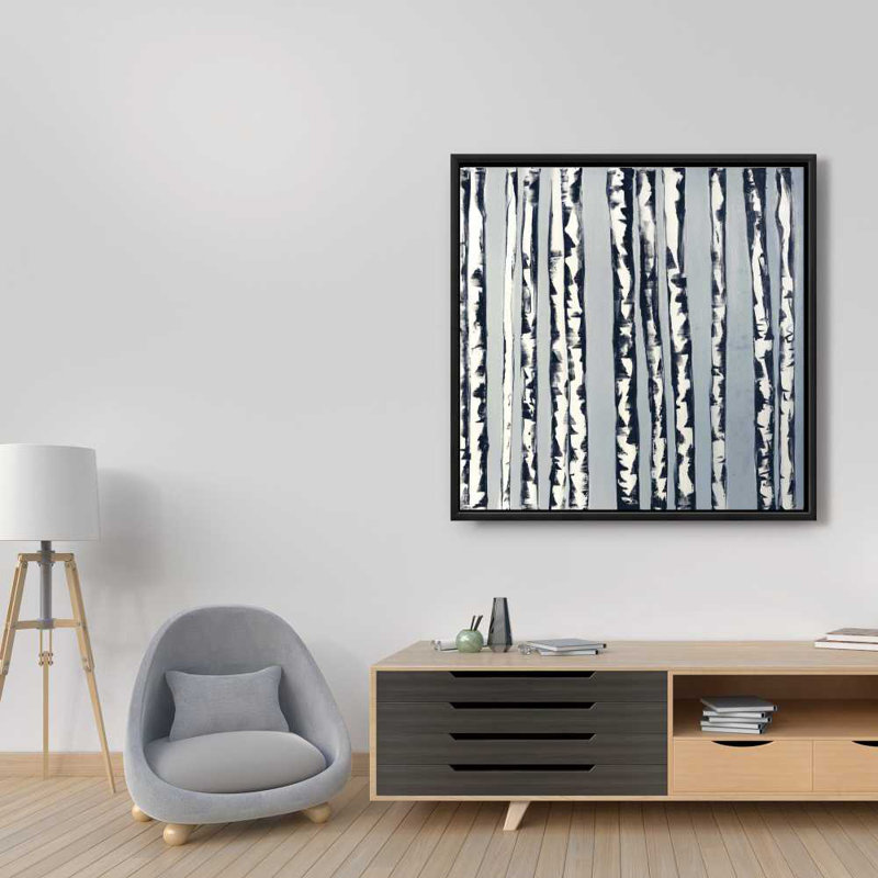 Small Birch Trees - Contemporary Office Framed Canvas Decor