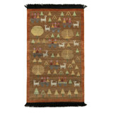 Rug & Kilim’S Scandinavian Folk Art Rug In Brown With Pictorial Pattern
