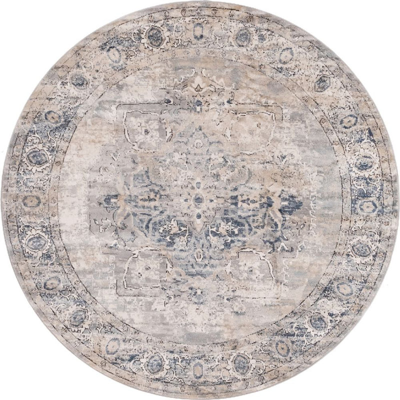 Aerilyn Ikat Indoor Rug, Round 5'