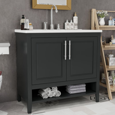 Meuble-lavabo simple 36 po avec plateau en céramique Altura