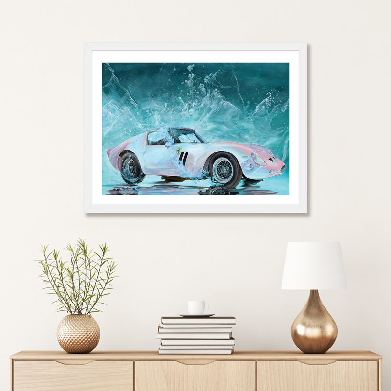 " Ferrari " by Marcello Petisci, 24" H x 32" W x 1" D, White Framed Fine Art Paper