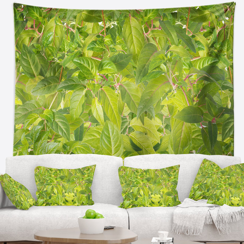 Tapisserie de feuillage vert vif fuchsia, H 68 po x l 80 po