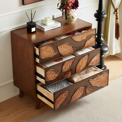 31.50"Mid-Century Style Solid Wood 3-Drawer Chest of Drawers