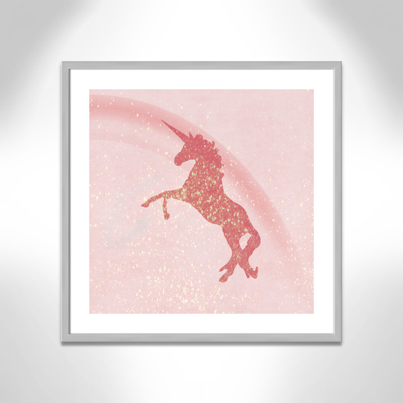 Paillettes licorne 2, H 27,5 po x l 27,5 po x P 1,19 po, Encadré de boîte argent