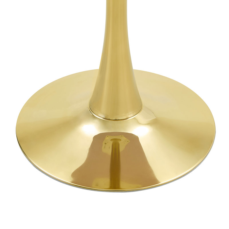 Table de salle à manger ronde, table de bistro moderne avec base en métal, H 28,3 po x l 31,5 po x P 31,5 po, Walnut, Gold