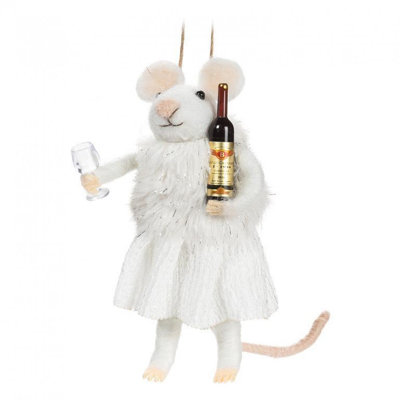 Souris d'hiver avec vin et ornement