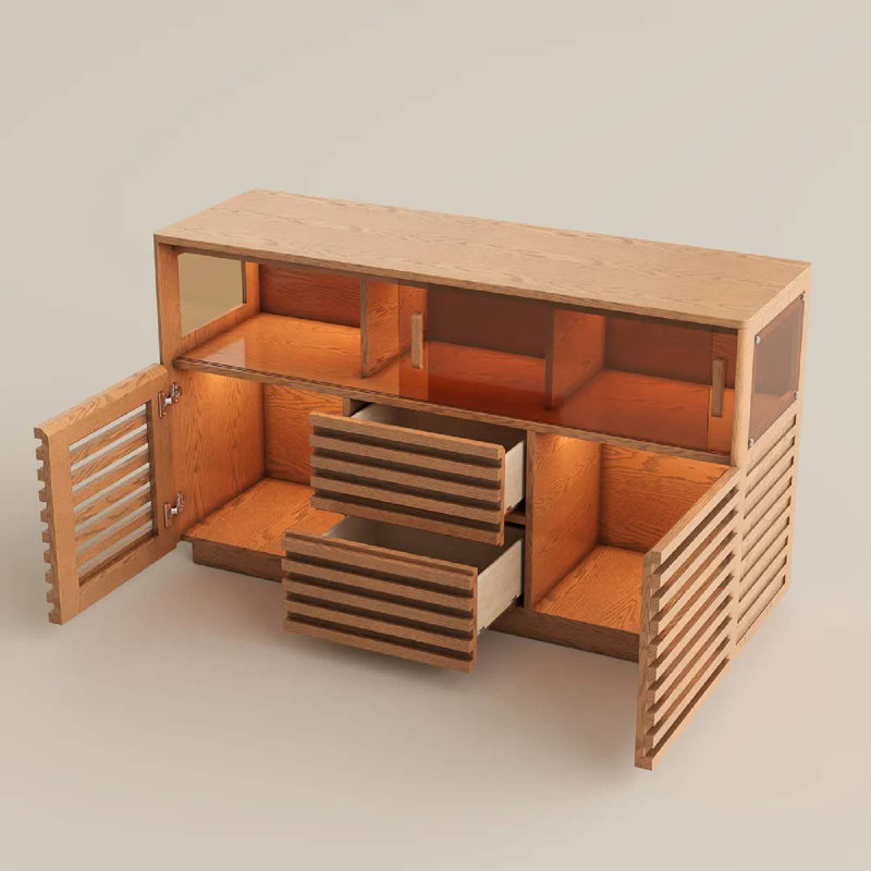Buffet Selene, Couleur noyer, L 55,1 po x P 17,7 po x H 32,3 po