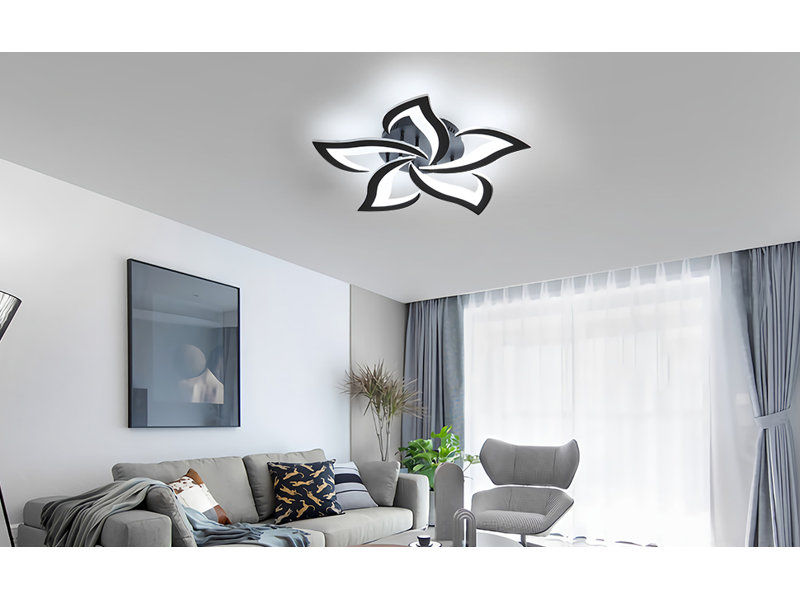 Rachna 5-head 60cm LED Integrated Semi Flush Mount Ceiling Light, Black, 6000K