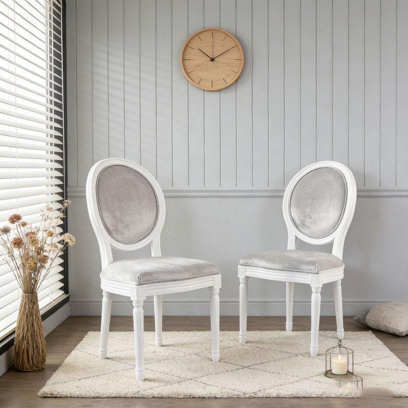 Ensemble de chaises de salle à manger, Gris + blanc