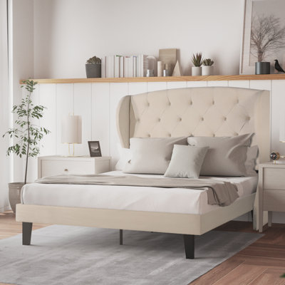 Upholstered Wingback Bed