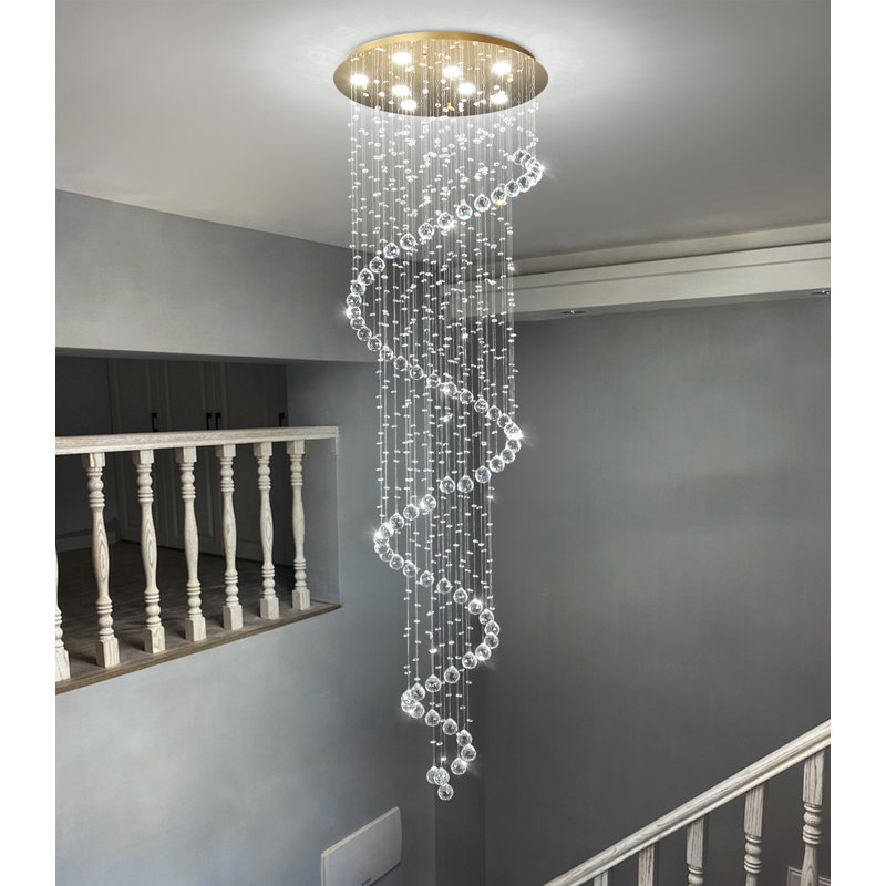 Lustre moderne en cristal à intensité variable, Doré