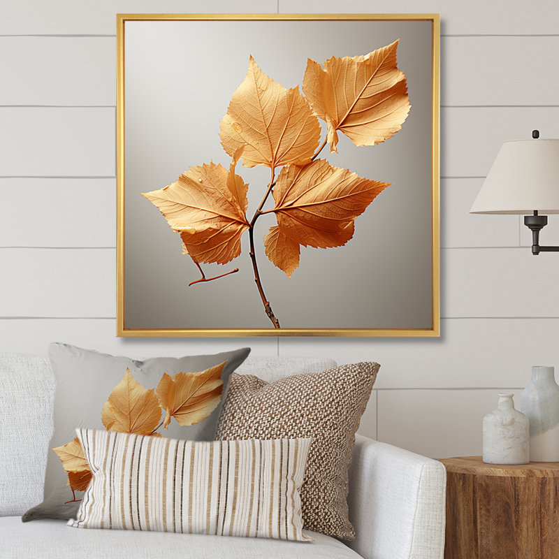 «Copper Leafy Abstractions I», reproduction sur toile, H 30 po x l 30 po x P 1 po, Cadre flottant doré