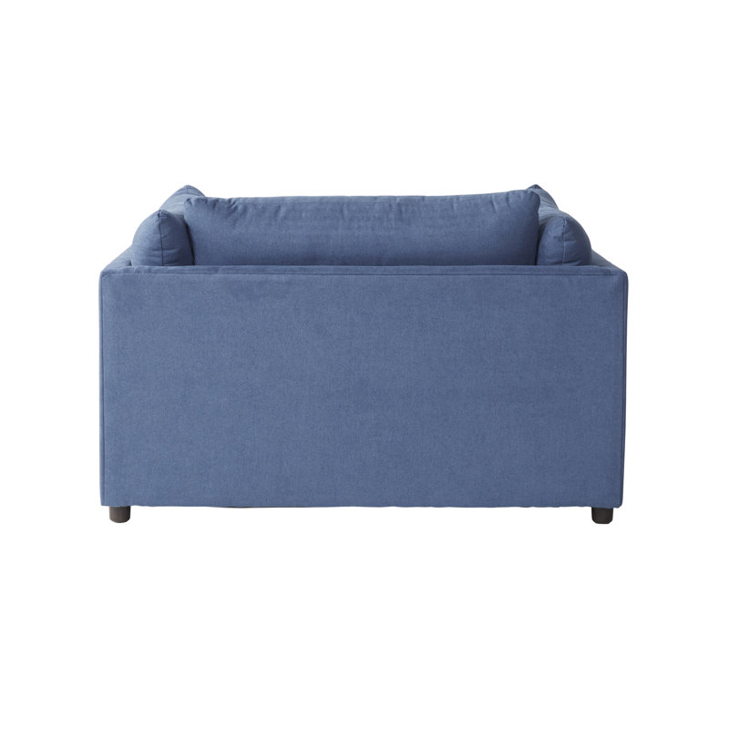 Yorba Upholstered Chair And A Half with Ottoman, Navy Polyester Blend, No