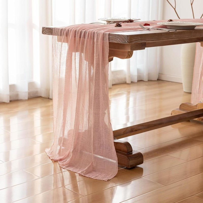 Keketo Spring Easter Table Runner Cheesecloth Rustic Boho Cheese Cloth Runner For Wedding Baby Shower Bridal Shower Sheer Gauze Centerpiece Home Decorations
