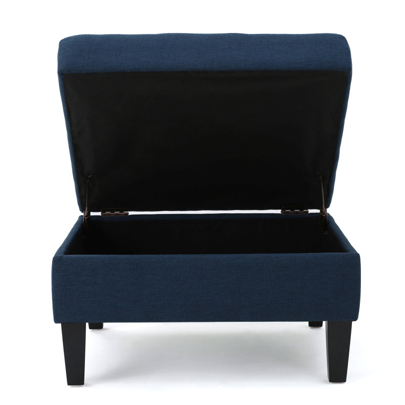 Anjuman Upholstered Ottoman, Navy Blue Polyester, Navy Blue 
