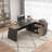 L-Shaped Executive Desk with Sliding Cabinet Doors, Power Outlet Panel and Front Apron, File Storage Shelves, Modern Large Computer Desk for Home Office-932810724-938123336