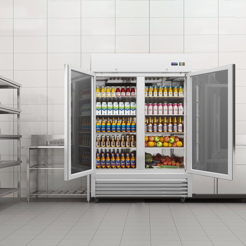 Réfrigérateur commercial avec 2 portes pleines et congélateur en acier inoxydable de 49 pi³