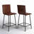 Veloz 24" H Leather Mid-Century Modern Full Back Kitchen Counter Height BarStools Chair-685582377