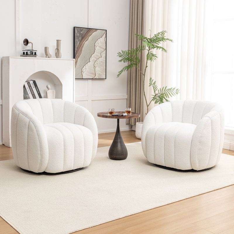 Fauteuil demi-tonneau pivotant, Mélange de polyester blanc