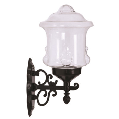 Lampe murale d'extérieur, corps en ABS noir avec capuchon en acrylique, 16,9 x 7,9 x 5,9 pouces | Douille E27, 40 W maximum | Conception traditionnelle américaine résistante aux intempéries IP65 | Parfait pour l'éclairage de jardin, de patio et de vestibule