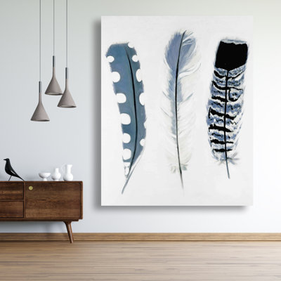 Delicate Blue Feathers - Spiritual Canvas for Home Decor