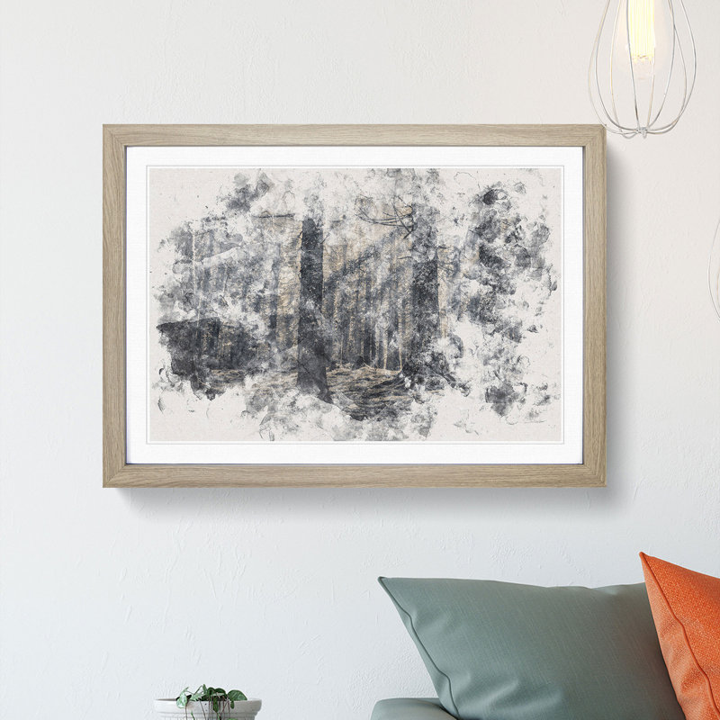 Pine Tree Forest - Framed Print, 24cm H x 33cm W x 2cm D, Oak Framed