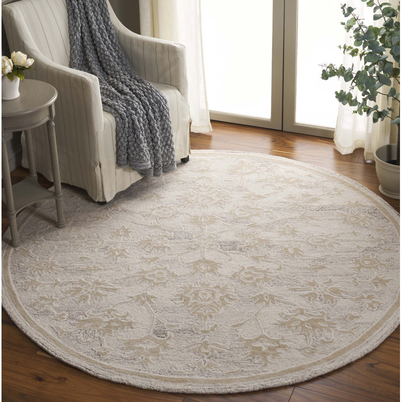 Tapis oriental en laine touffeté à la main Ebony, Rond 6 pi