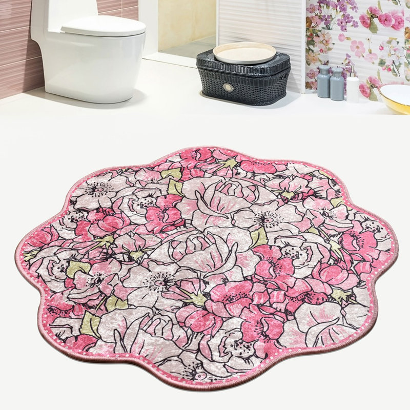 Non-Slip Bath Mat, 100% Polyester, 55.1 in Diameter | Antiallergic & Dust Repellent, 700 g/m² | Machine Washable at 86°F, Easy Care | Soft, Durable Design for Bathroom Safety & Comfort, Stylish Home Décor