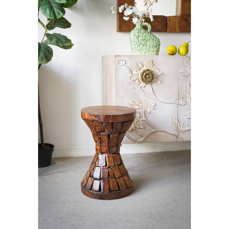 Table de sablier en bois de paulownia 12 po x 12 po x 18 po