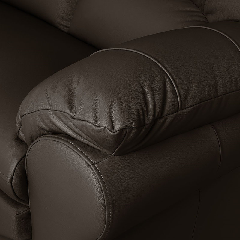 Causeuse en cuir véritable 2 places Heppman, Marron foncé
