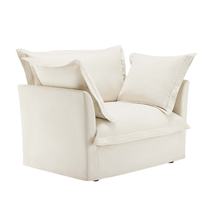 Fauteuil à revêtement antidérapant avec 1 grand coussin de dossier et 2 grands coussins décoratifs, canapé-lit simple à siège profond confortable, plusieurs grands coussins moelleux, tissu chenille