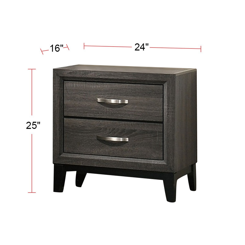 Table de chevet 2 tiroirs, Gris