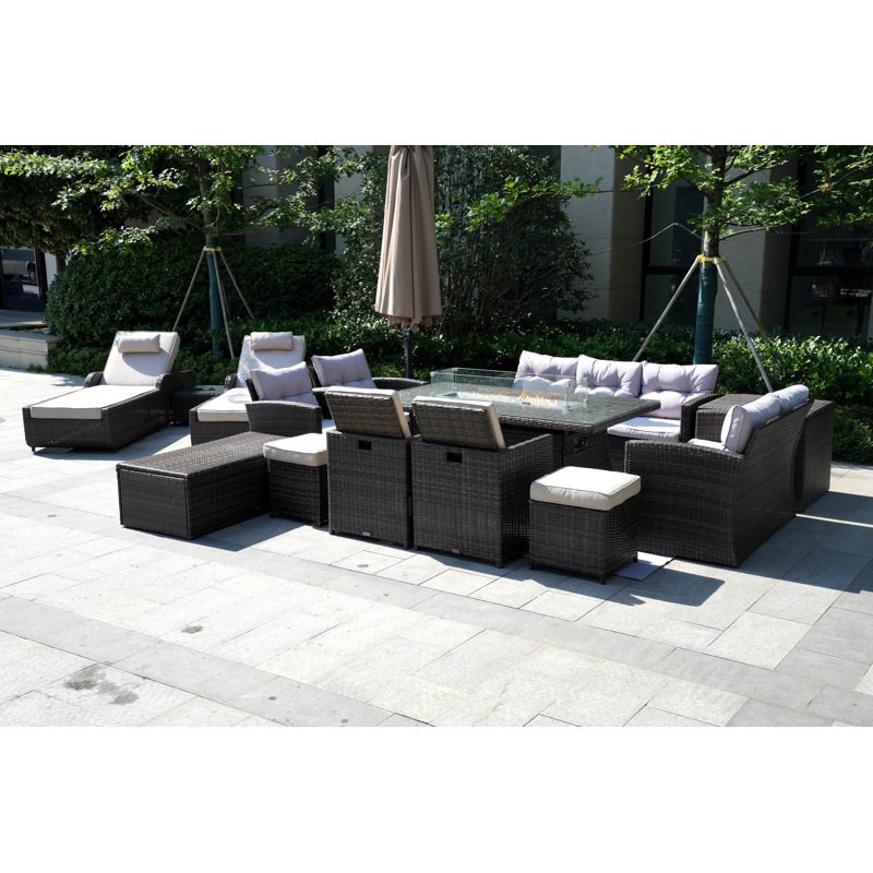13 - Person Patio Conversation Set with Cushions