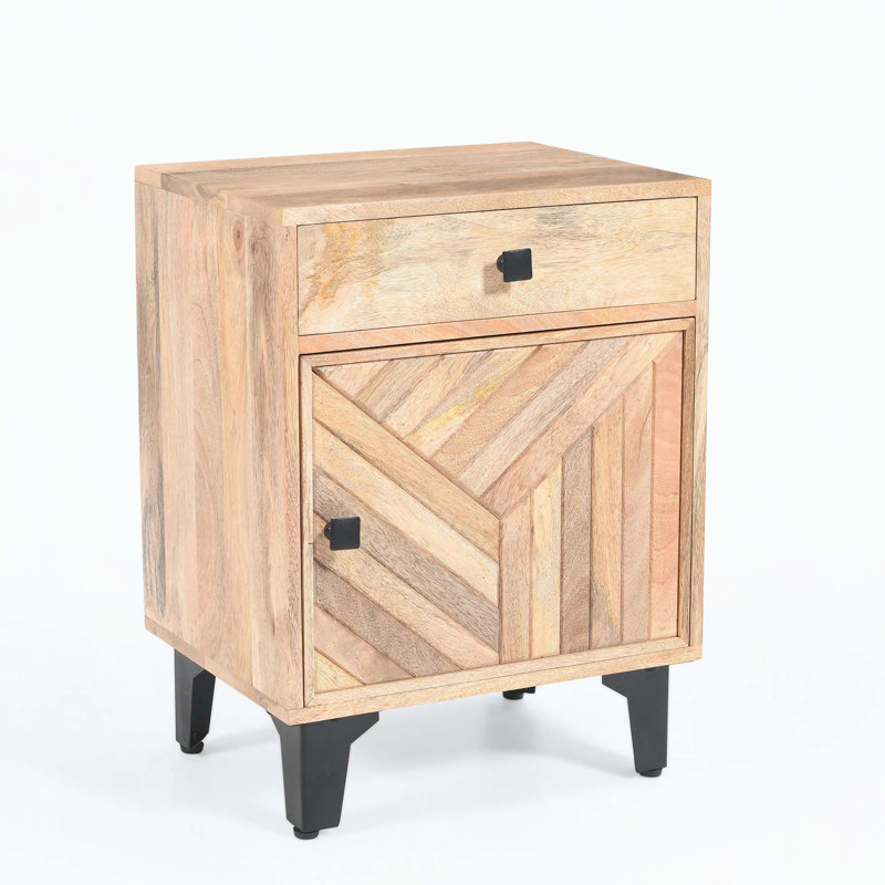 Solid Wood Nightstand, Natural