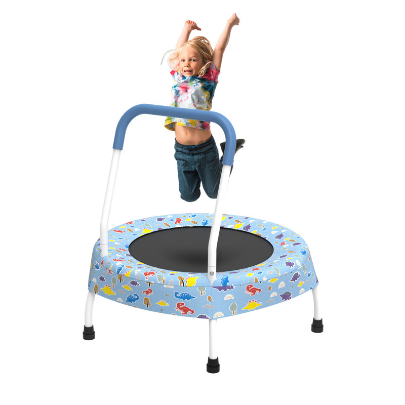 Trampoline pour tout-petits 28 pouces pour enfants de 1 an et plus avec poignée, Bleu