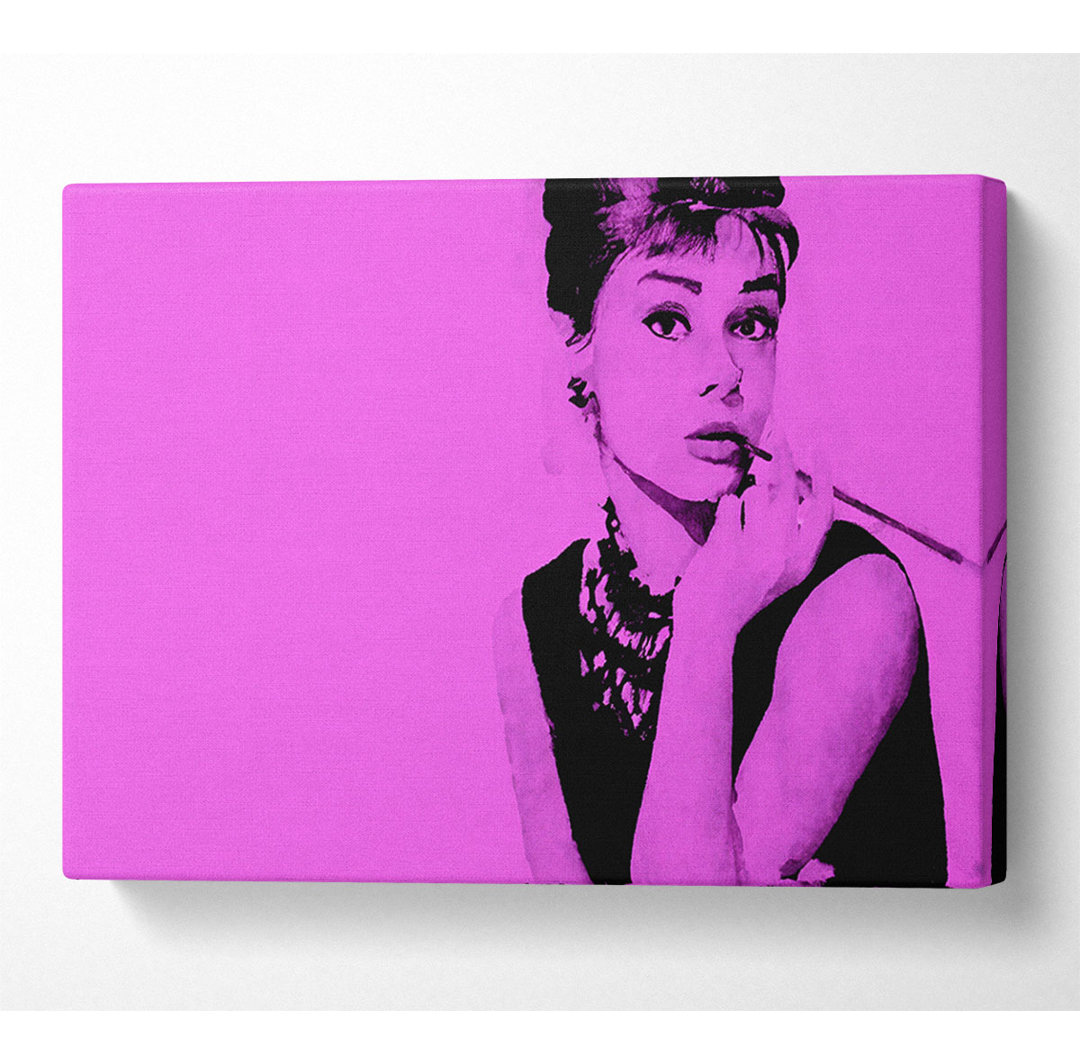 Audrey Hepburn Pink - Kunstdrucke auf Leinwand - Wrapped Canvas