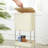 Kitchen Trash Can with Lid Garbage Bin with 2 Storage Shelves Narrow Waste Basket Snack Cart with Wheel