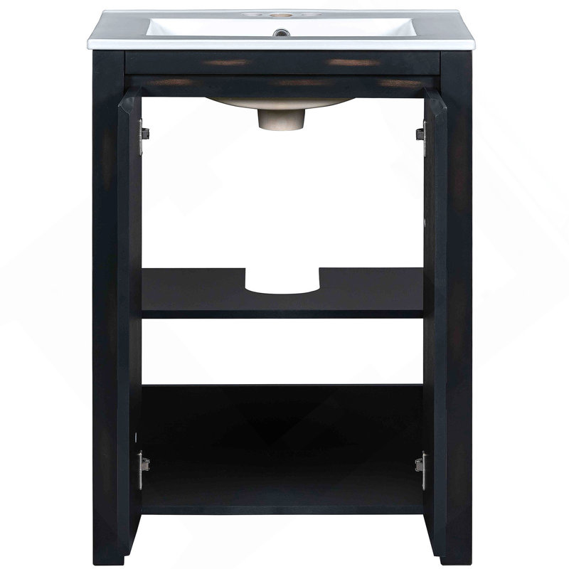 Petit meuble-lavabo 24 "avec lavabo en céramique