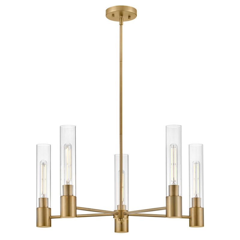 Christelle 5 - Light Dimmable Classic / Traditional Chandelier, Lacquered Brass