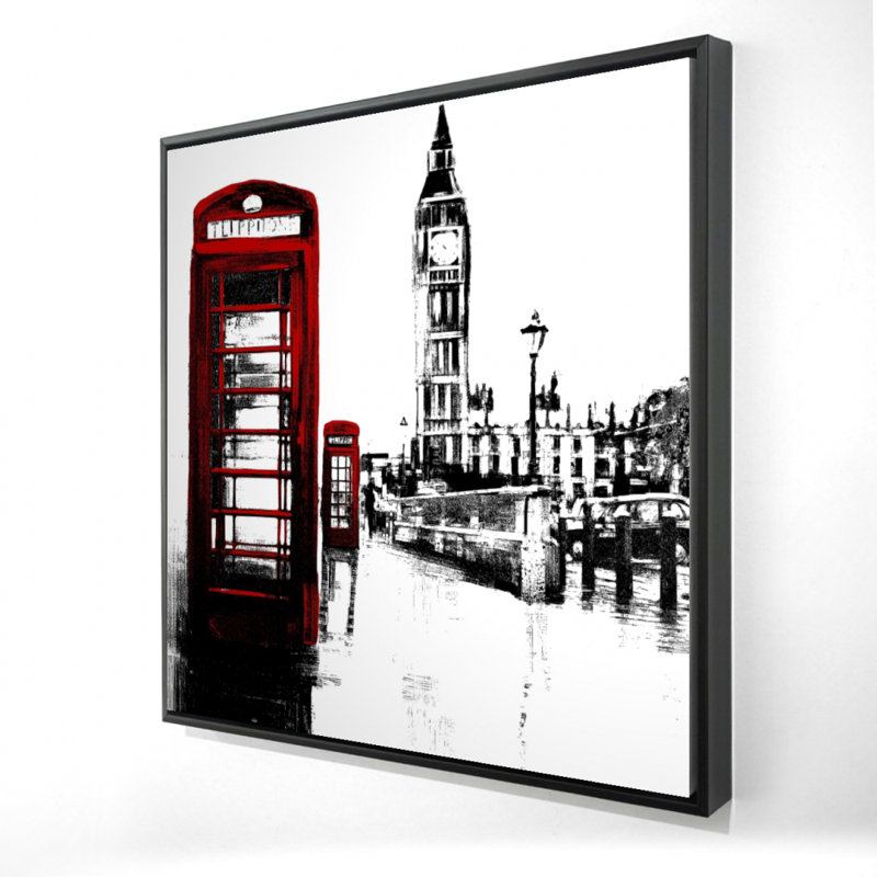 Cabine téléphonique et toile Big Ben | London Home Decor Art, H 37,25 po x l 37,25 po