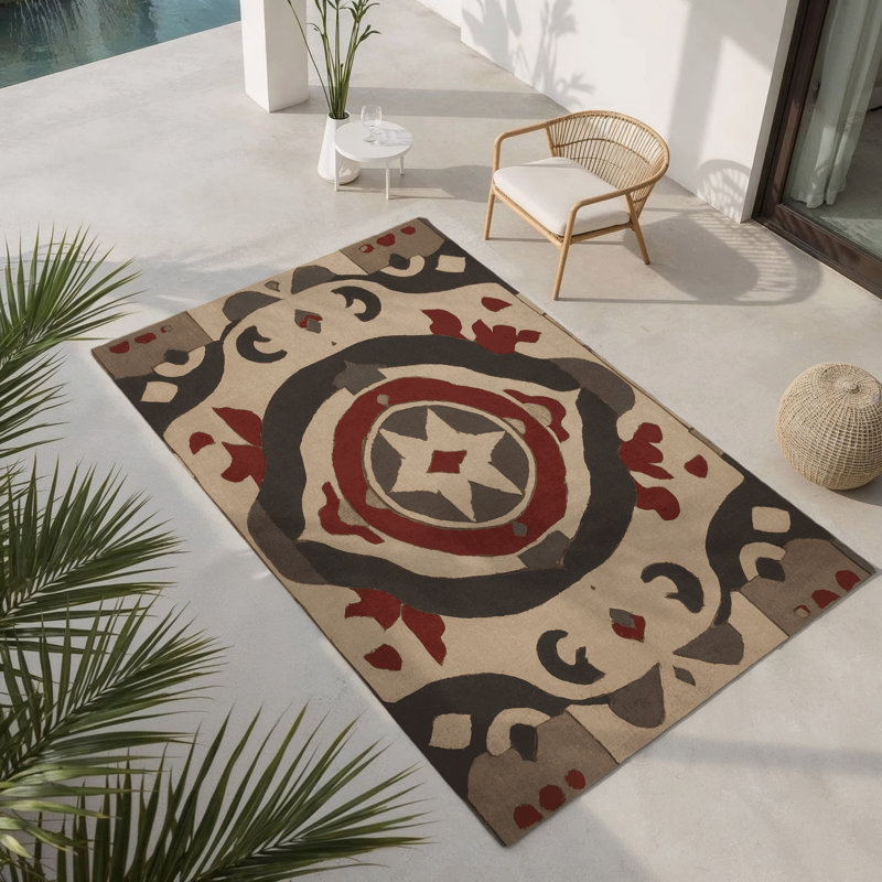 Tapis d'intérieur et d'extérieur fleur, Rectangulaire 3 pi x 5 pi