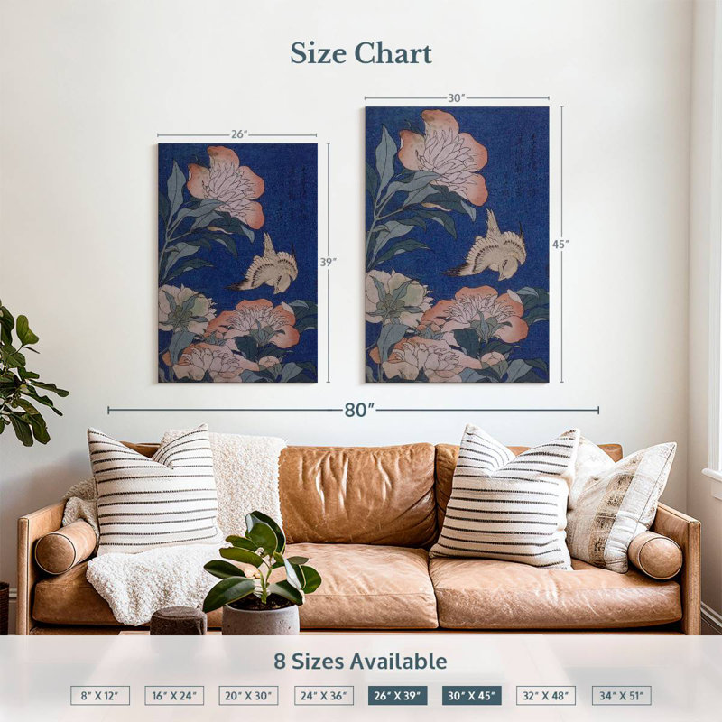 Brampt Peonies And Canary 1834, 39" H x 26" W
