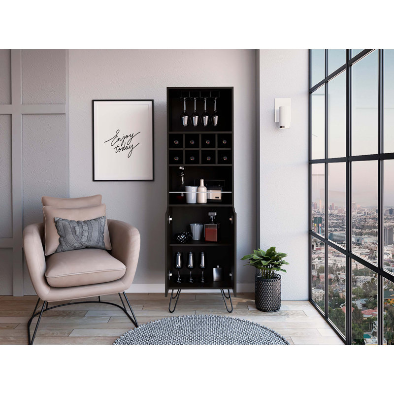 Armoire de bar 8 tablettes 8 bouteilles Wengue
