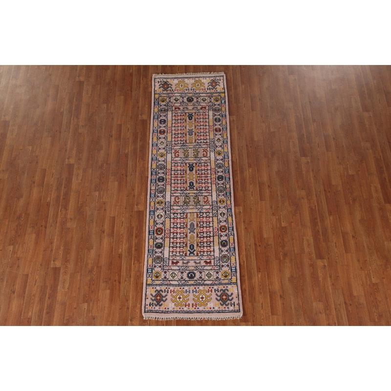Tapis de couloir géométrique en laine 3x8