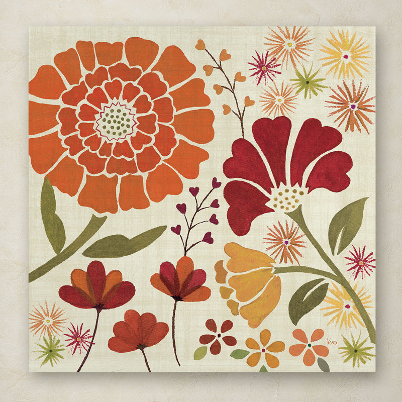 14" x 14" Multicolor Floral Canvas Art Print