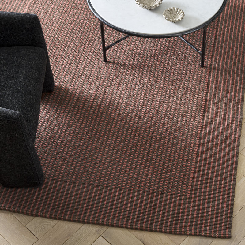 Auckland Hand-Woven Flatweave Jute/Sisal Brown/Rust Area Rug, Rectangle 6' x 9', Brown/Rust