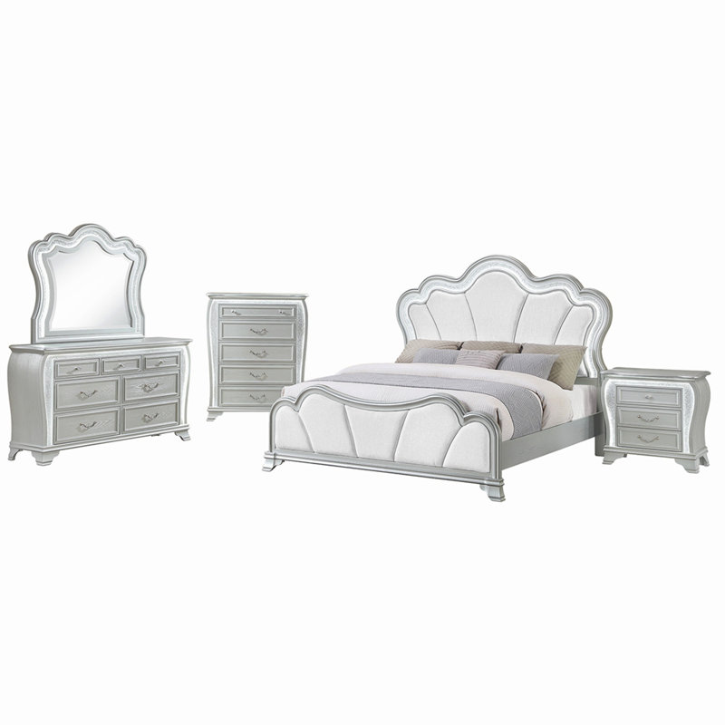 Table de chevet AURELIA ARGENT AVEC DEL